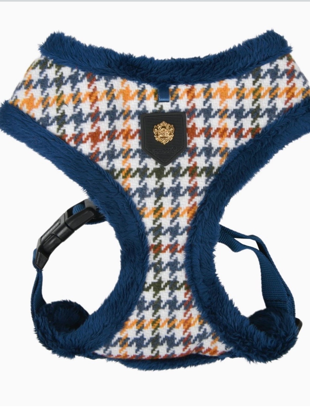 Puppia Kent Houndstooth Winter Dog Harness Blue Size Large NWT
